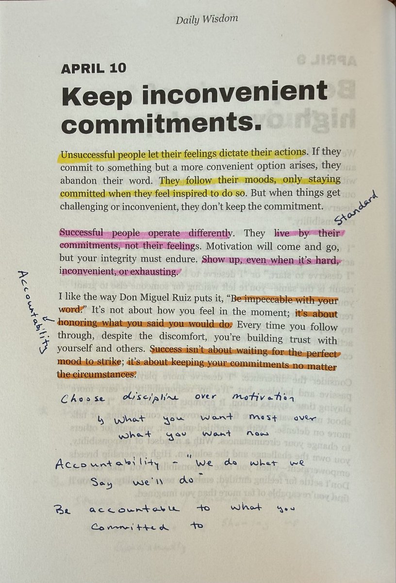 Successful people aren’t deterred by inconvenience. They aren’t swayed by motivation or lack thereof. They’re driven by their standards. They choose discipline over motivation. They choose what they want most over what they want now. It’s choosing long-term vision and committing
