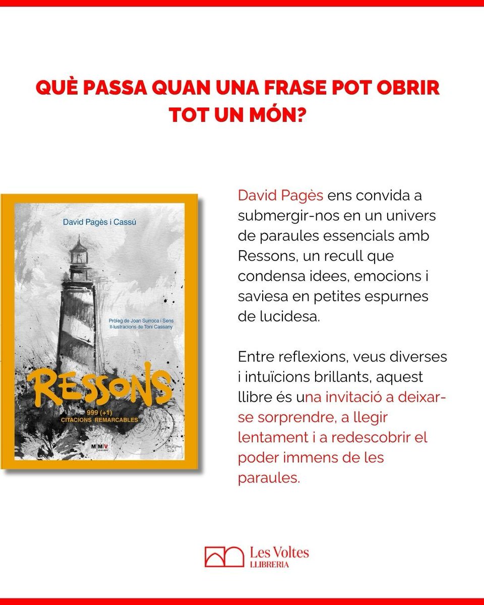 LesVoltes's tweet photo. 📚 3 novetats que no et pots perdre!

⚖️ Sacsejada moral i política en temps convulsos (LA DARRERA PARAULA)

💬 Pensaments breus que obren mons infinits (RESSONS: 999 (+1) CITACIONS REMARCABLES)

⏳ Memòria, poder i lucidesa al llarg del temps (ABANS MÉS QUE ENCARA) https://t.co/DfTU7JG4kP