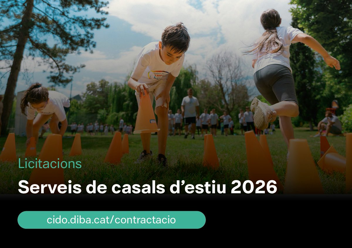 cidodiba's tweet image. Tens una empresa de serveis de educatius o de lleure? A #CIDOcontractació tens un munt de licitacions amb la convocatòria oberta per a la gestió dels casals d'aquest estiu.

🤸‍♀️🏃‍➡️⛹️‍♂️ Fes-hi una ullada! bit.ly/CasalsEstiu2026

#licitació #lleure #pimes