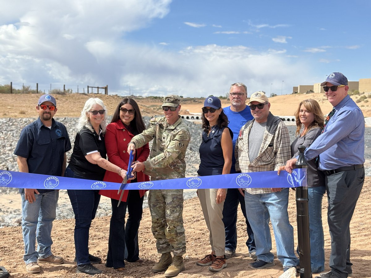 sscafca's tweet photo. SSCAFCA, @USACE_ABQ, Rio Rancho District 1 City Councilor Deb Dapson and Senator Cindy Nava cut the ribbon on the Middle Venada Water Quality Facility on Tuesday, April 7th. https://t.co/dEvk3Ap3CL