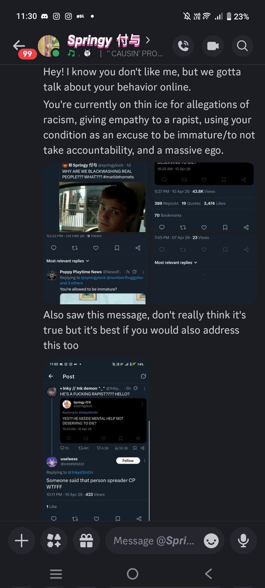ICountryballs's tweet photo. @springylock How funny you're leaking DMs and hiding the blocked messages when I'm literally warning you about your behavior... Also I'm 15, I'm not a weirdo. https://t.co/IdHXFvpQPc