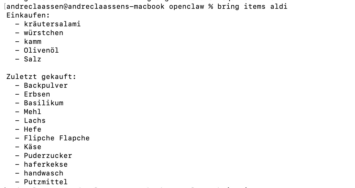 IT_Digital_AC's tweet image. Habe mir jetzt ein CLI für #bring geschrieben. Das verwalten von Einkaufslisten ist für meine KI und für mich einfacher per Tastatur.

#Kommandzeile