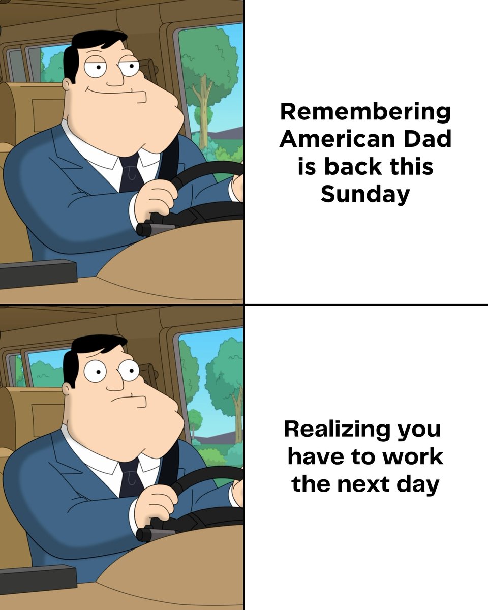 AniDom's tweet image. enjoy the weekend while it lasts 😬 

watch #americandad anytime on @hulu. a new ep drops sunday on #FOX.