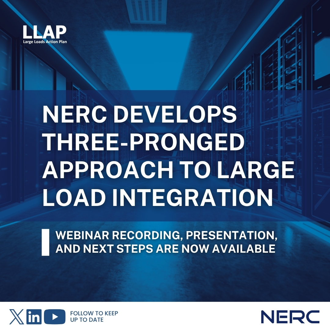 NERC_Official's tweet image. NERC hosted a webinar on March 30 discussing next steps in the large loads process, focused on reliability risks of integrating large computational loads into the bulk power system. 

nerc.com/events/03-30-2… 

#LargeLoads #Registration #Standards #Reliability