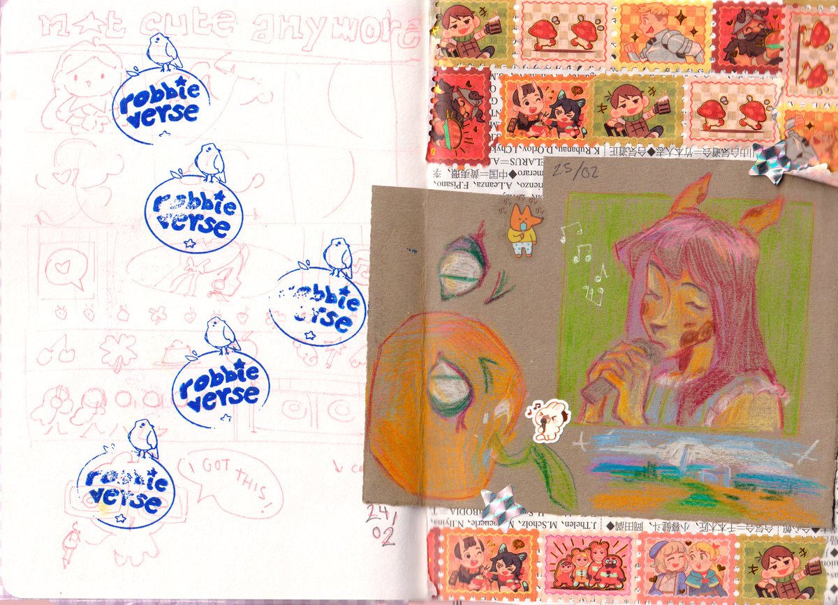 robbieverse_'s tweet photo. i love my sketchbook this year so much....... 🩷🍎🍀💌 https://t.co/pwfmTB78Rk