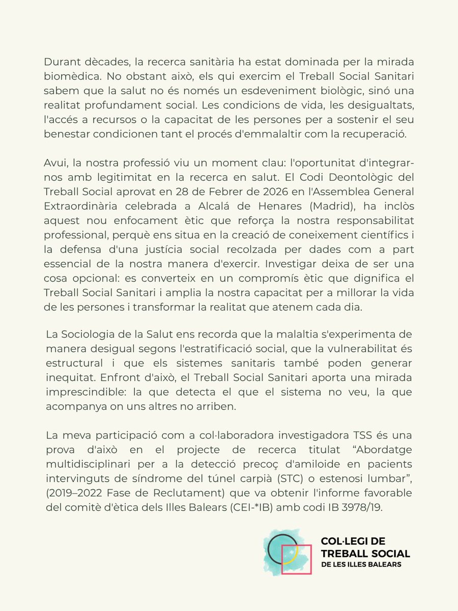 Col·legi Oficial Treball Social Illes Balears tweet media