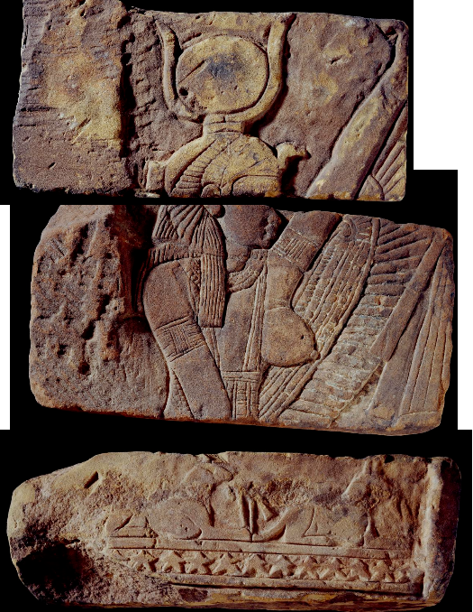 rhaplord's tweet photo. fragments of a temple relief depicting the goddess Isis, a king seated on a lion-throne, and a row of jackals above a row of stars.

Meroitic period, Sudan.
-British Museum
#randomxt https://t.co/ESDJazS6cf