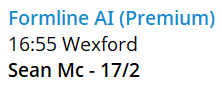 17/2 winner for members over at <a href="/WexfordRacecour/">Wexford Racecourse</a> with SEAN MC🏆

2 bets to come tonight.

Join HERE👇 
mymembers.io/formline-ai