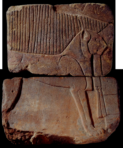 rhaplord's tweet photo. fragments of a temple relief depicting the goddess Isis, a king seated on a lion-throne, and a row of jackals above a row of stars.

Meroitic period, Sudan.
-British Museum
#randomxt https://t.co/ESDJazS6cf