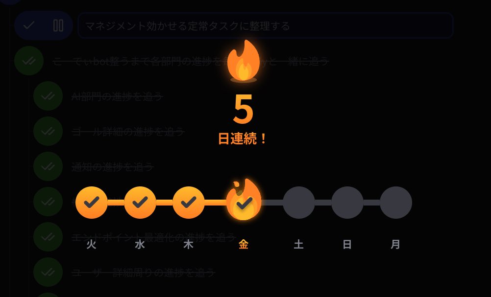 ko_b1z's tweet photo. Addnessのおかげで本当にマネジメント楽になりました!
目標に対して無駄なくやるべきことが進んでいく感覚も特別。ただのToDoリストと別格。
変わらずコツコツAddness良くします。
実はもう少しでCLIや(話題のClaude Codeから使える)、PC・スマホアプリが出るんだとか…?🫢
#AddnessStreak https://t.co/USOLizWUfh