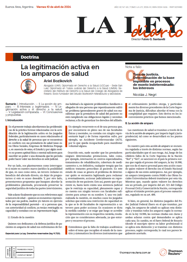 [𝗛 𝗢 𝗬 en el #DiarioLaLey ] 

✍🏻Doctrina por Ariel Bozikovich

✍🏻Nota a fallo por Nicolás J. Negri ( <a href="/nicojnegri/">Nicolás Negri</a> )