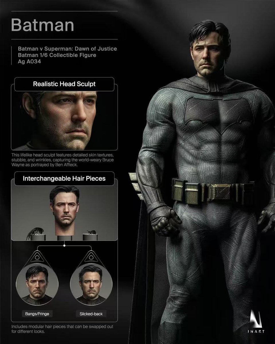 Batfleck's back. INART’s Batman v Superman 1/6 figure brings hyper‑real ...
