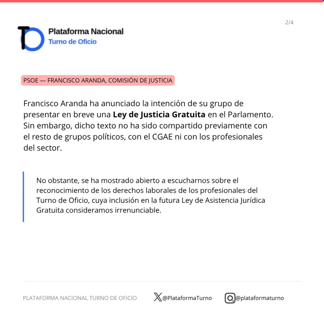 PlataformaTurno's tweet photo. Ayer  trasladamos a los grupos parlamentarios la necesidad urgente de reconocer los derechos laborales de los profesionales del Turno de Oficio
✔️ Avances en el diálogo, pero aún lejos de nuestra realidad.
✔️ Exigimos soluciones reales y voluntad política.
@arandapaco https://t.co/DQS4EvE0rr