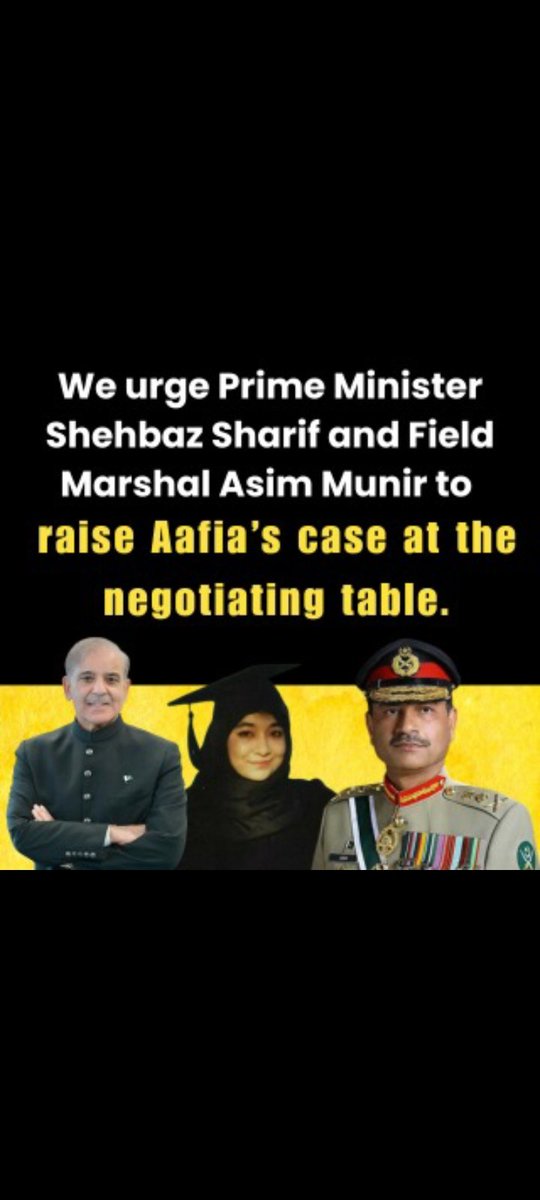 Mahnosh2030's tweet photo. ریاست کی طاقت کا اصل امتحان یہی ہے کہ وہ اپنے شہری کے لیے کہاں تک جاتی ہے۔ عافیہ اس امتحان کا نام ہے۔
Field Marshal
Islambad Talks
Diplomacy for Aafia
#DemandAafia_IsbTalks
#AsimMunirBringAafia https://t.co/hipcXfeVu5