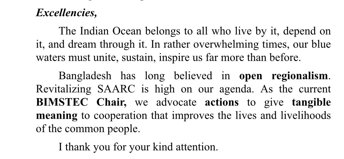 hamidullah_riaz's tweet photo. 🇧🇩Foreign Minister, HE Dr Khalilur Rahman, articulated 🇧🇩 perspectives | approach at Ninth Indian Ocean Conference in Mauritius, to accomplish | secure shared prosperity, for all, indeed to ensure freedom of navigation in blue waters of Indian Ocean.
As multilateralism is so much under stress, stressed that 'collective action' merits to be rediscovered. All need to re-think Indian Ocean governance.
Urged Dr @rammadhav_ | @indfoundation to take lead in articulating "a shared cooperative vision" for Indian Ocean countries.

For RECORD, pl see the attached txt👇🏼

#India #Bangladesh #BayofBengal
@MEAIndia @BDMOFA