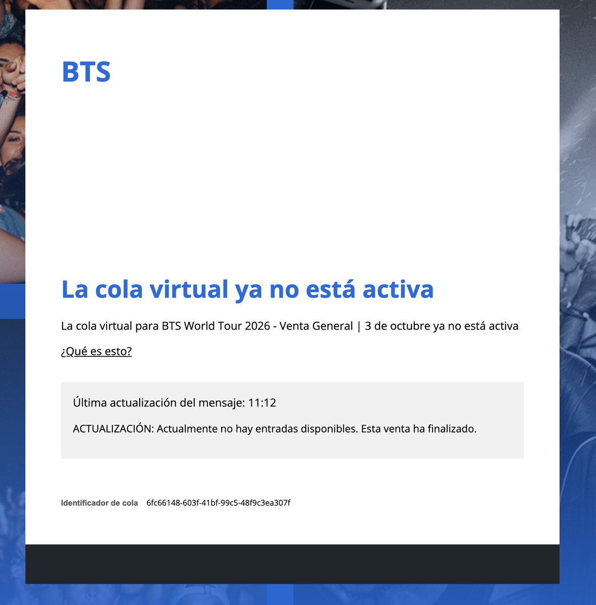 aam_9805's tweet photo. Sold out muchachas 

 #ARMYColombia #BTS_ARİRANG  #btscolombia https://t.co/n1cXZR2oQ1