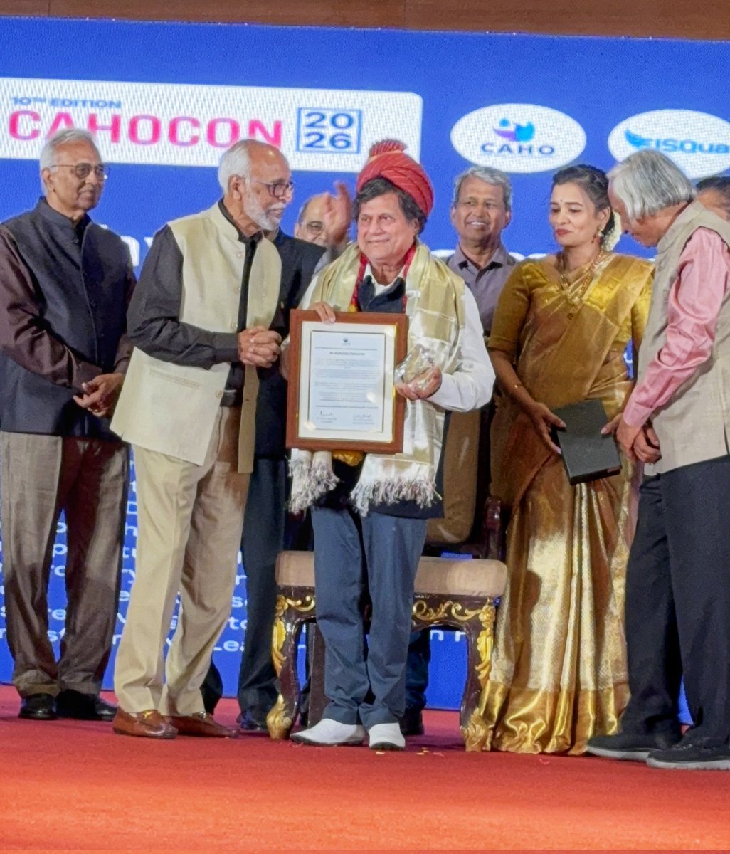 achyuta_samanta's tweet photo. Happy and honoured to receive the CAHO Outstanding Leader Award in Chennai today at CAHOCON 2026, the 10th edition of the Consortium of Accredited Healthcare Organizations’ annual conference.

This honour means a lot to me, as it recognises our continuous efforts in the fields of education, social transformation and healthcare. Through KIMS, we have always tried to provide affordable, accessible and compassionate care to the people.

I also feel happy to remember that KIIT had the opportunity to host CAHOTECH 2025, which created a meaningful platform for discussions on healthcare technology and innovation.

For many years, we have been quietly working to bring healthcare closer to people, especially those who need it the most. I thank the President, Vice President and Secretary of CAHO for recognising this small effort.
 
Receiving this honour encourages me to continue this journey with more sincerity, care and responsibility.