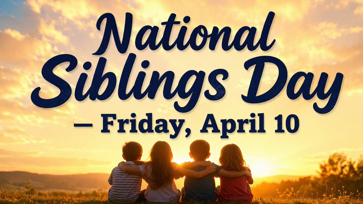 markthisholiday's tweet photo. 👫💞 National Siblings Day – Friday, April 10

Some bonds are unbreakable… some memories are forever…
and some people just know you better than anyone else ❤️
Today is all about celebrating that special connection called siblings 👇
The laughs, the fights, the secrets, the support… it all matters 💫

Tag your brother or sister and remind them how much they mean to you today 💖
✨ No matter where life takes you… siblings are forever ✨

#nationalsiblingsday
