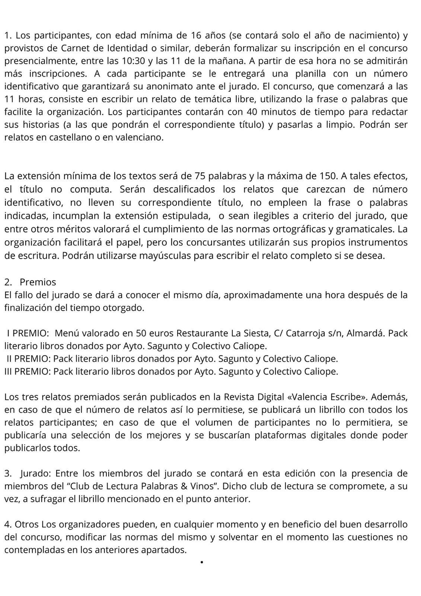 javiercyb's tweet photo. a las 10;30h se comenzará la inscripción del concurso de relato corto rápido presencial. Aqui el cartel y las bases (recordad, TRAED BOLÍGRAFO) https://t.co/XavVAP6FND