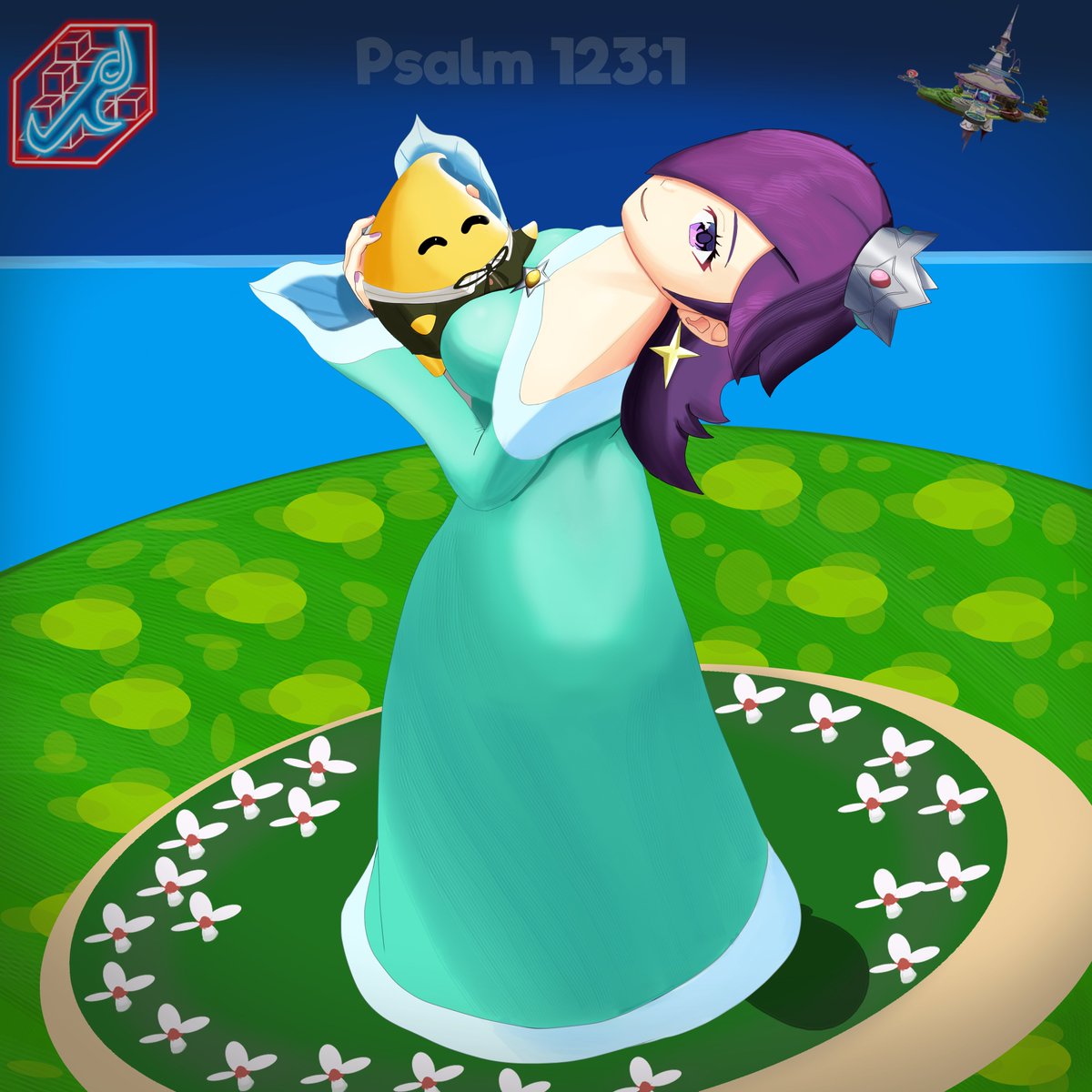 j_qilin's tweet photo. Feeling inspired by the #mario galaxy movie, I decided to draw Yuri from #ddlc as Rosalina looking at the heavens. https://t.co/hlUcL0hFGV