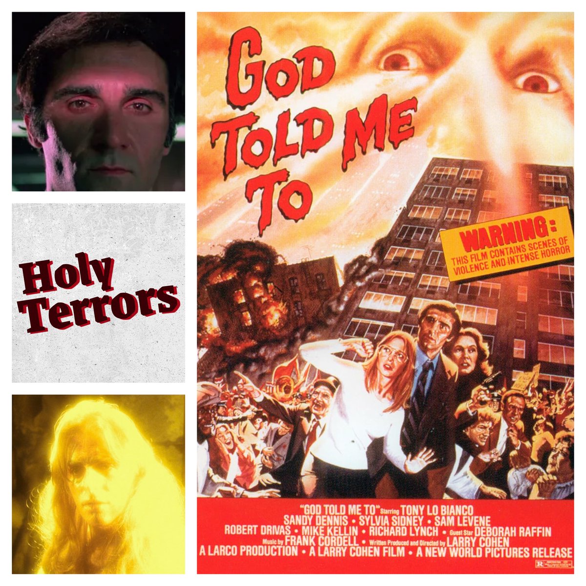 HolyTerrorsPod's tweet photo. In our latest episode, we enter the world of exploitation with Larry Cohen’s classic, "God Told Me To” and ask the question that theologians have been wrestling with for centuries: what if Jesus was an alien, man?? https://t.co/pz6yWzsTFF