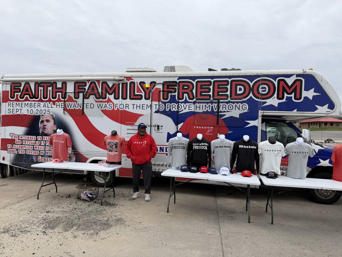 Driving through my town and getting to see this <a href="/charliekirk11/">Charlie Kirk</a> themed rv that was selling merch! 

Love that we get so much support from the community! 🫶🏻