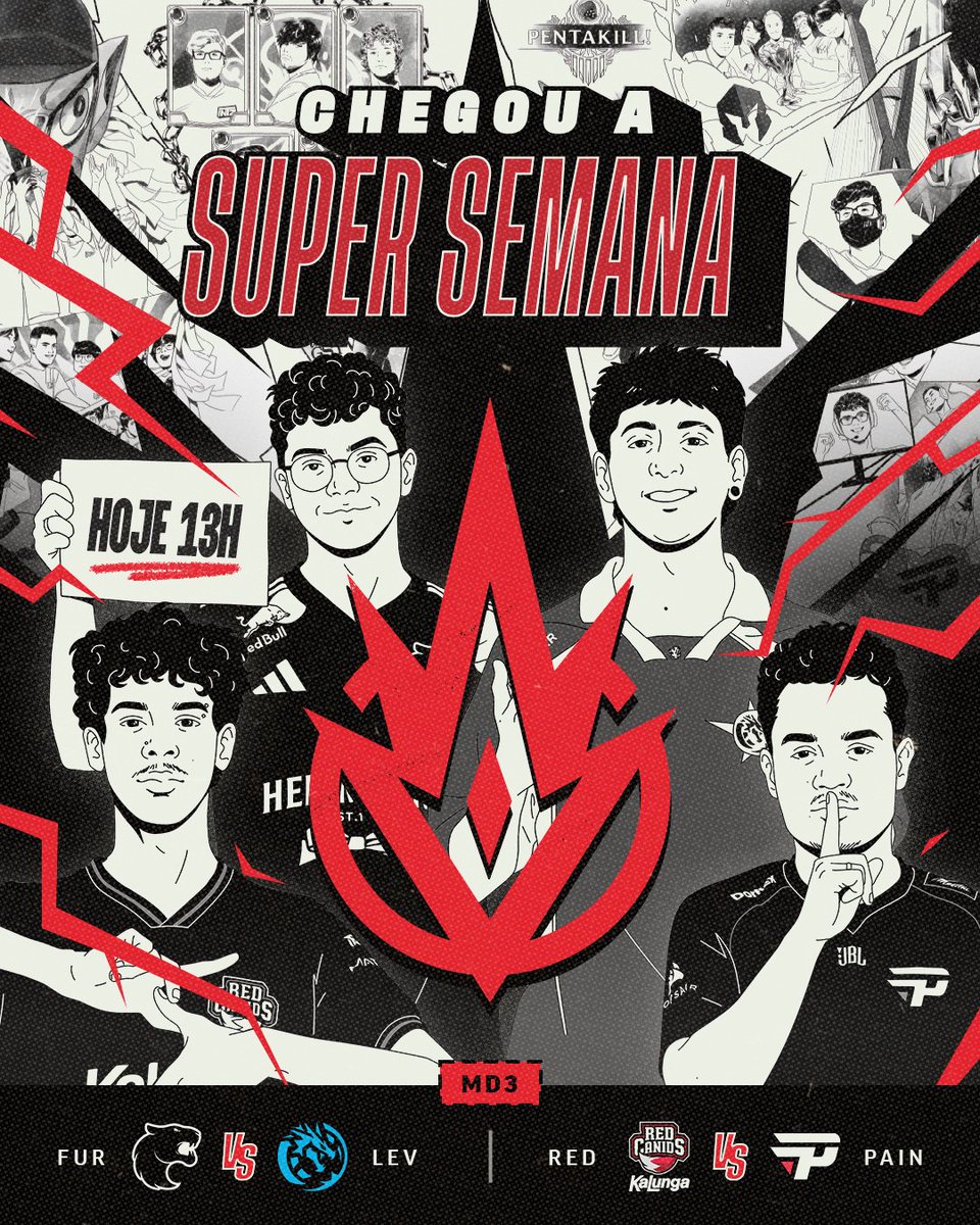 CBLOL's tweet photo. VAI COMEÇAR A SUPER SEMANA! 🤩

De hoje a terça-feira, quatro dias de #CBLOL

Confira a agenda do dia 👇

🕐 13h - @FURIA 🆚 @LeviatanGG 
⌛ A seguir - @REDCanids 🆚 @paiNGamingBR 
🕹️ Fearless Draft, Md3
📺 https://t.co/7rYXHJsekQ https://t.co/ueBP5rLrr2