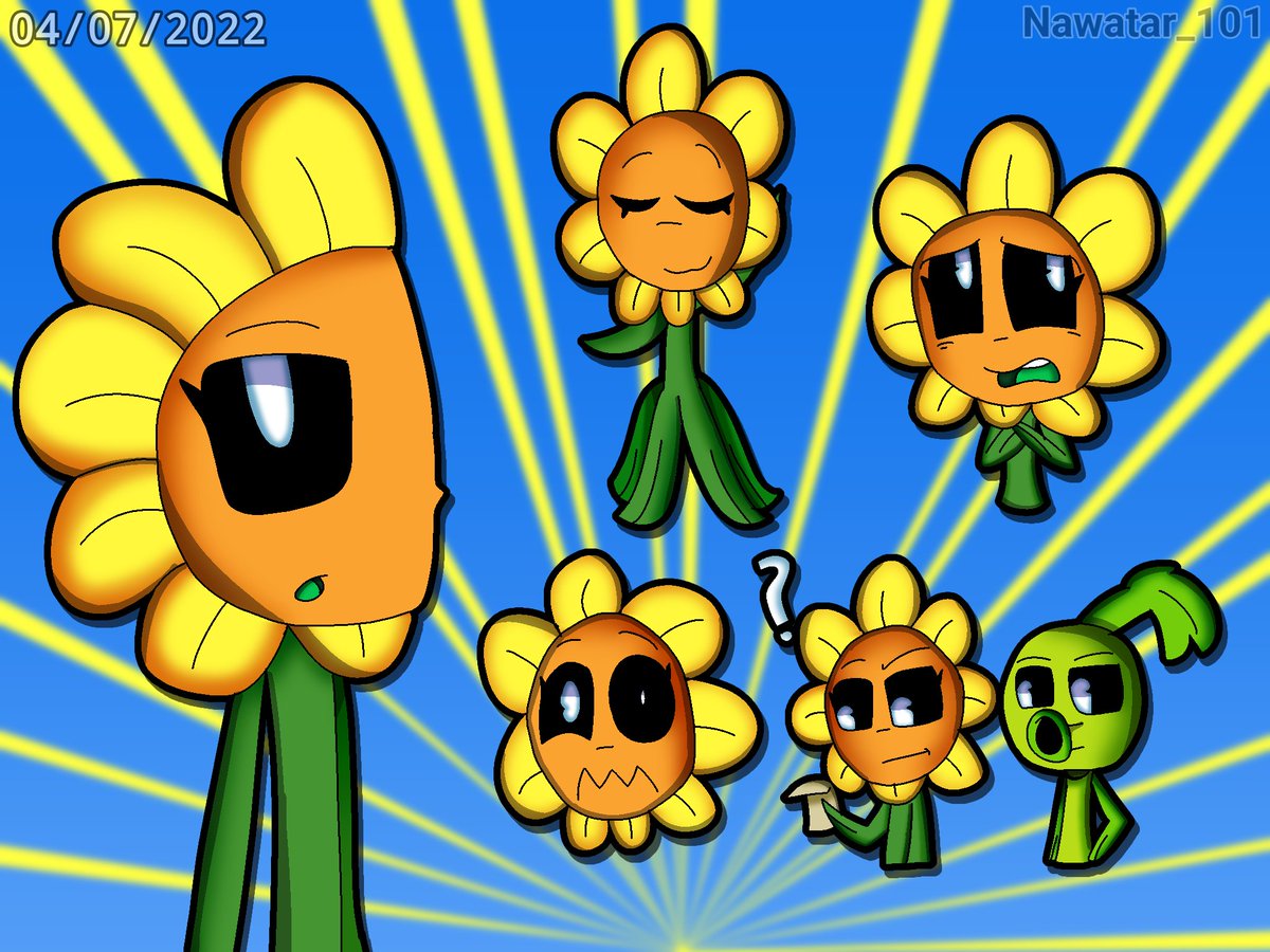 Sunflower Doodles (ft. Peashooter) My art from 2022