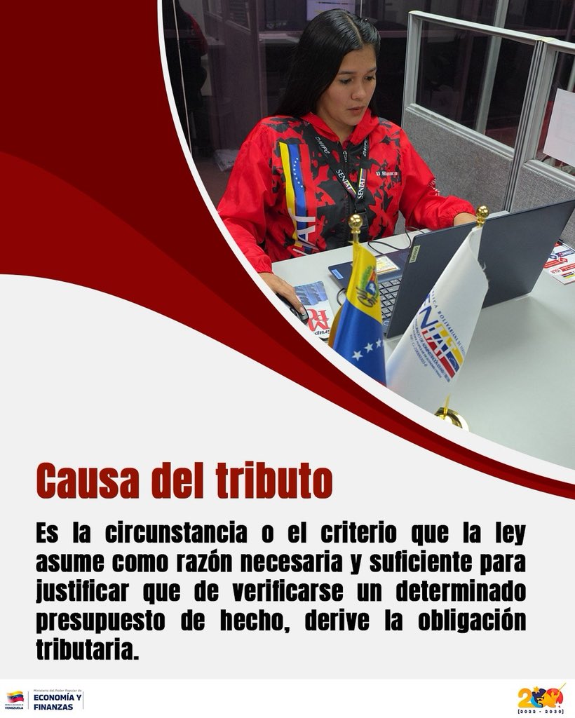 SENIAT_Oficial's tweet image. La Causa del Tributo es el fundamento legal que justifica el nacimiento de la obligación tributaria. 🇻🇪❤️

#Seniat #Venezuela