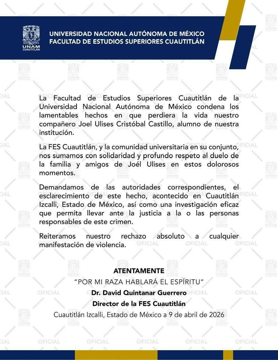 PuntoMedioEdo's tweet photo. 🚨✝️🙏🏻 "#Arrebatan" la #vida a #estudiante de la #FESC Cuautitlán a plena luz del día en #Izcalli; no se reportan detenidos ni hay información oficial.

* El gobierno que encabeza Daniel Serrano Palacios está más ocupado en la promoción...

🤳🏻 Más info ⬇️ 
https://t.co/o1RtqJ7oEW https://t.co/Y85qjeCNnK