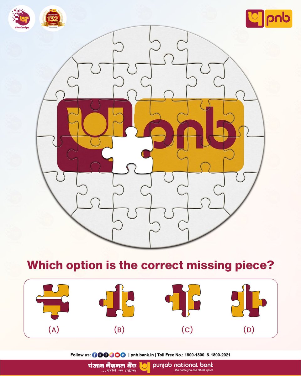 pnbindia's tweet image. A logo that has evolved over time, leading to our 132nd Foundation Day.
Can you spot the missing piece?
Drop your answers in the comments below

#PNB #Banking #PNBFoundationDay #132YearsStrong #CommentYourAnswer