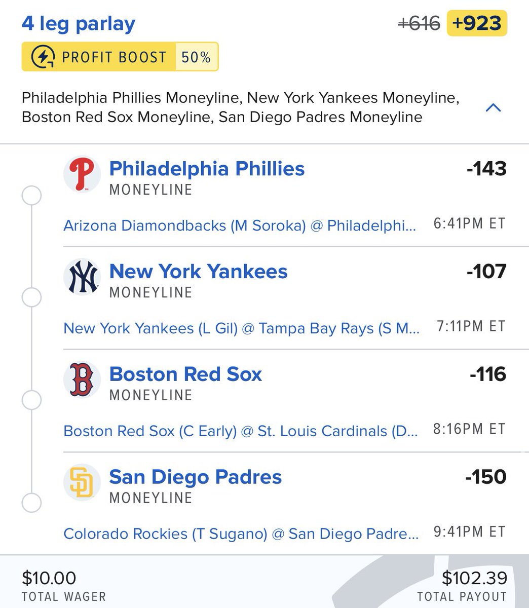 ParlaysProdigy's tweet image. MLB Friday

4 Winners. Let’s turn $10 to $100.