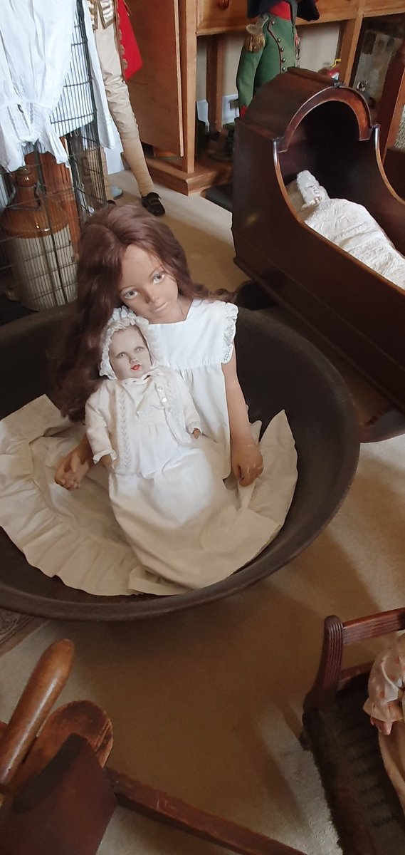 JaneDismore's tweet image. The Hampden room at Knebworth was the childhood bedroom of Edward Bulwer Lytton, famed #Victorian novelist &amp;amp; occultist. The house is still occupied by the family, but this room is used to  display old toys. I mean, who'd want to share it with this pair.....#dolls #History
