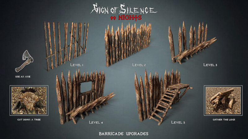 RenderiseGames's tweet photo. Crafting wooden barricades is one of the few ways to survive the night in the world of Sign of Silence: 99 Nights ☠️#RenderiseGames | #SoS_99_Nights https://t.co/pD161UdT1I