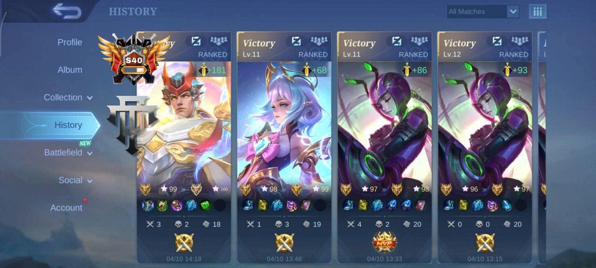 TIKOYMLPLTSRVC's tweet photo. Season 40 ✦ #Client 🇵🇭

Mythical Glory (53⭐) → Mythical Immortal (100⭐) 🏆

1.5 day process ⏱️

18 win streak 🔥

Angela / Hanabi spam 🎮

DM to book 📩

#mlbb #mobilelegends #pilotservice #rankpush https://t.co/qOdajPTgXg