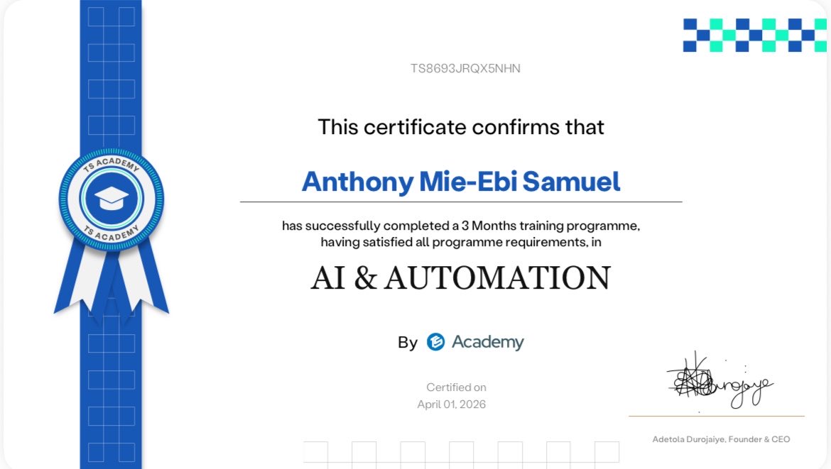 am_blackmontana's tweet image. Just wrapped up a 3-month training in AI &amp;amp; Automation

Grateful for the growth, the lessons, and what’s ahead. This is just the beginning
#ai #automation