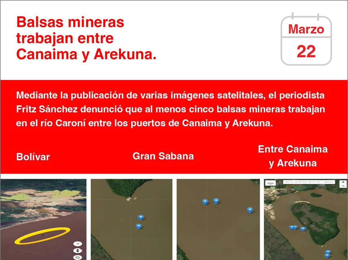 La minería ilegal sigue avanzando en zonas sensibles de la Amazonía venezolana.
El río Caroní, clave para la biodiversidad y el suministro de agua, vuelve a estar bajo presión.