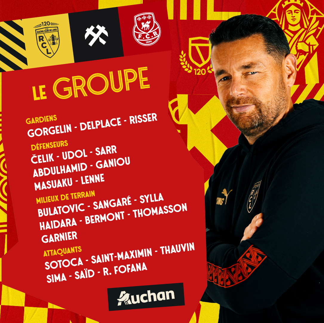 RCLens's tweet image. Le 𝒈𝒓𝒐𝒖𝒑𝒆 𝒍𝒆𝒏𝒔𝒐𝒊𝒔 pour #RCLFCR 🔴🟡

Le coach Pierre Sage a convoqué 2⃣3️⃣ joueurs pour la réception du @fcr1899, demain (14h).

#FiersDEtreLensois