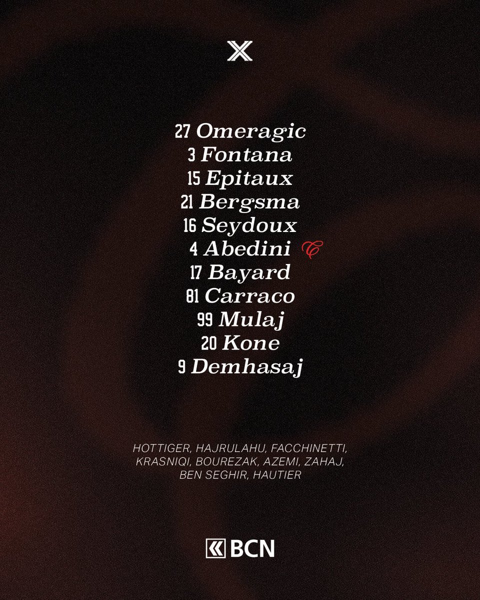 Die Xamax-Start-XI gegen den FC Stade Nyonnais, präsentiert von @bcnsoutien ⚔️🔴⚫

#SangRougeNoir