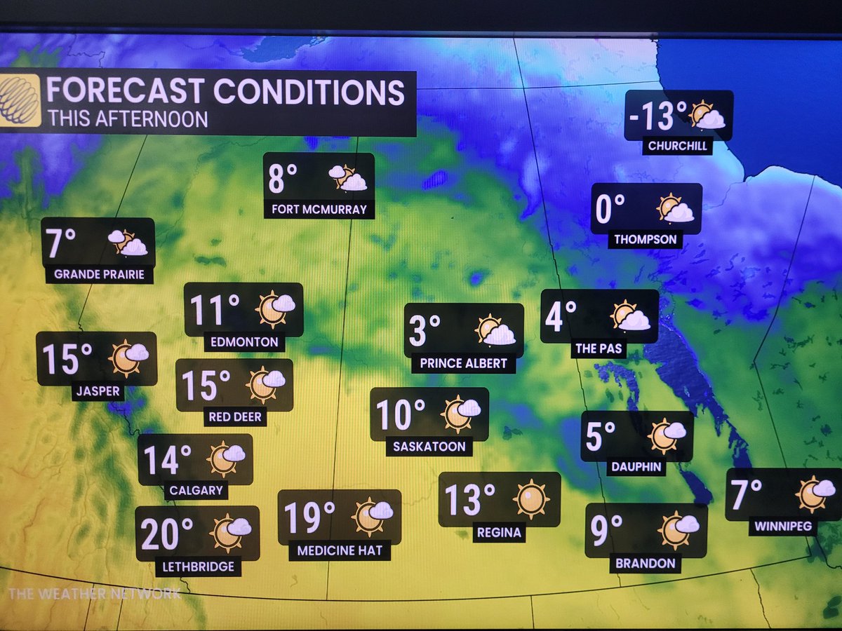 MurphTWN's tweet image. Today #Saskatoon is forecast to reach double digit temps for the first time in 2026. Tomorrow, #Winnipeg should reach that feat. @weathernetwork