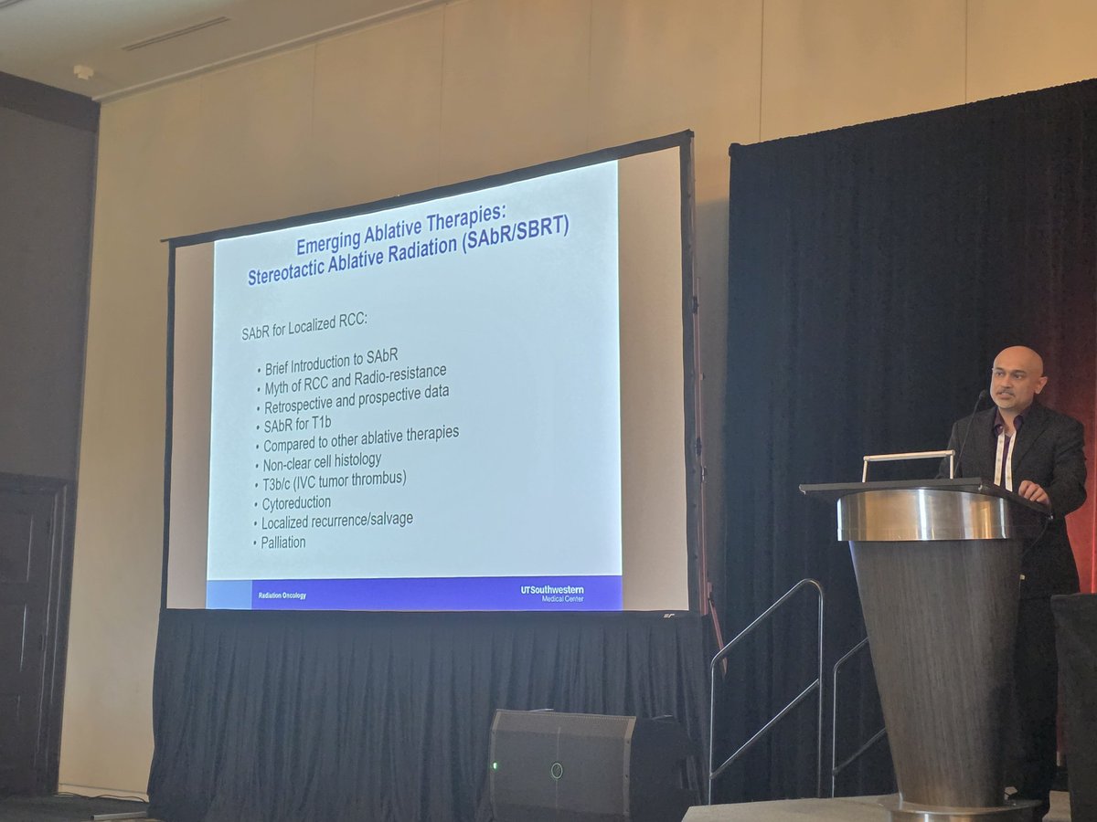 QianJanieQin's tweet photo. Kicking of #ChrisWood26 with #kidney session, where Dr. @Raquib_Hannan discusses emerging #ablation technologies for RCC- #SABR is effective, particularly with advancement in technology. #Locally #directed options should be considered for the right patient population https://t.co/4vJN93bOzc