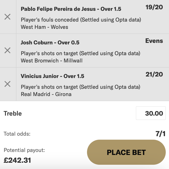 TheShotTrader's tweet photo. 7/1 TREBLE | CLEAR Best Priced @ BetMGM

🔥 JOIN, BET £10, GET £40 FREE BETS HERE: https://t.co/WIZBAs2FZ0

❌ Next Best Price 4.06/1

👊 Pablo fouls in CAM: 3, 2, 3, 2, 2, 3, 2 - vs Gomes, averaging 1.82 fouls drawn p/90

🎯 Coburn SOT: 0, 2, 1, 1, 2, 1, 1, 1, 2, 1

🎯 Vinicius SOT: 3, 4, 3, 0, 2, 1, 1, 2, 2, 3, 2

#Ad | New Customer Offer | 18+ | T&C's Apply | https://t.co/l2I7yhA4SE