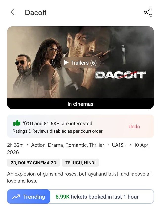 ishan13_47's tweet photo. #Decoit isn’t just a movie… it’s a full-on mind game 🧠🔥 Twists hitting harder than expected. Worth every minute!
 #Decoit #AdiviSesh 🍻 https://t.co/PFkqamFFAD