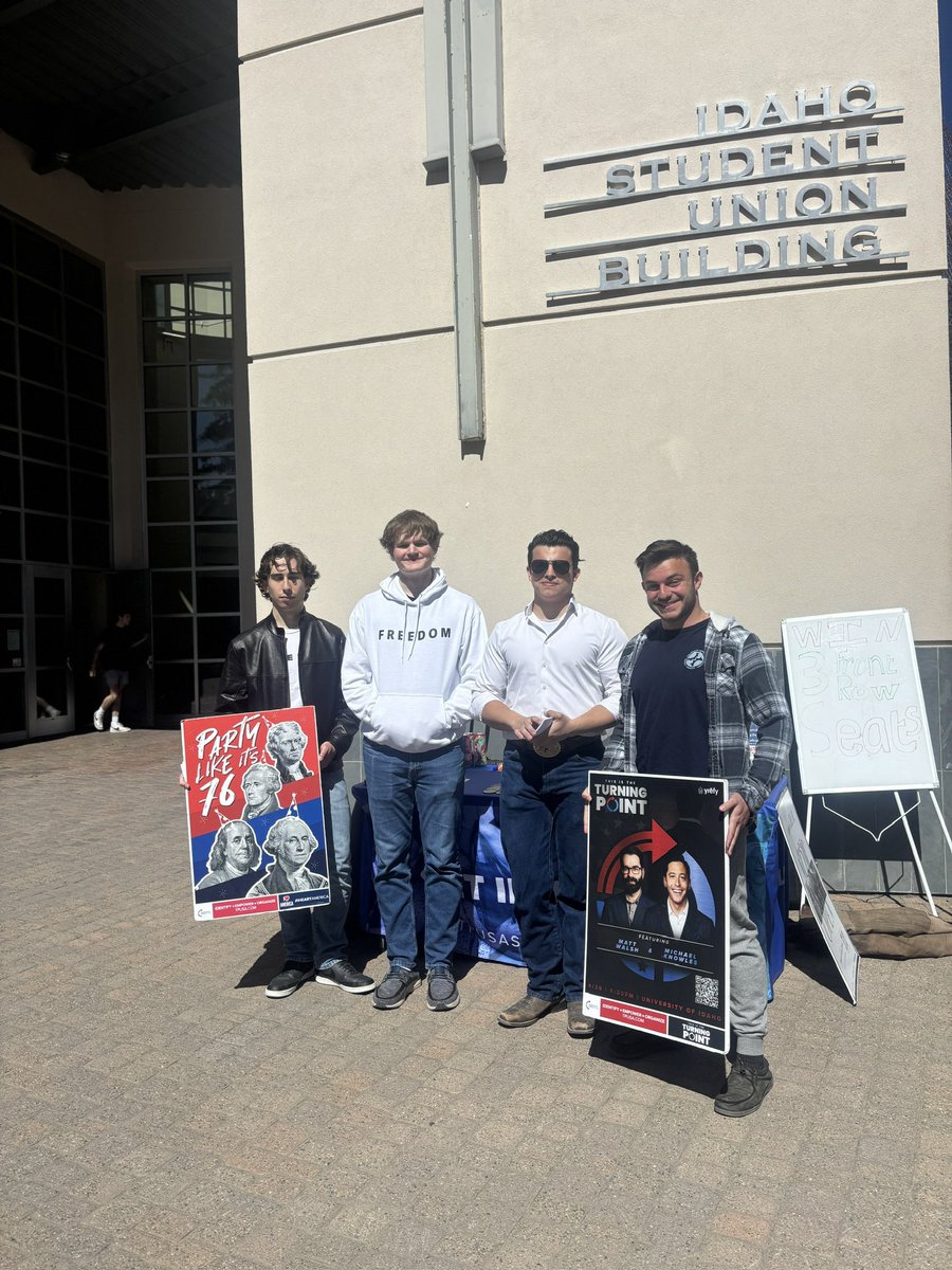 sydneygardella's tweet image. Getting people excited for Matt Walsh &amp;amp; Michael Knowles with University of Idaho @tpusastudents!

Also loved stopping by Grooveberries this week🤩
So thankful for small businesses that stand strong in what they believe in 🙌

#TPUSA #SupportSmall #NeverStop