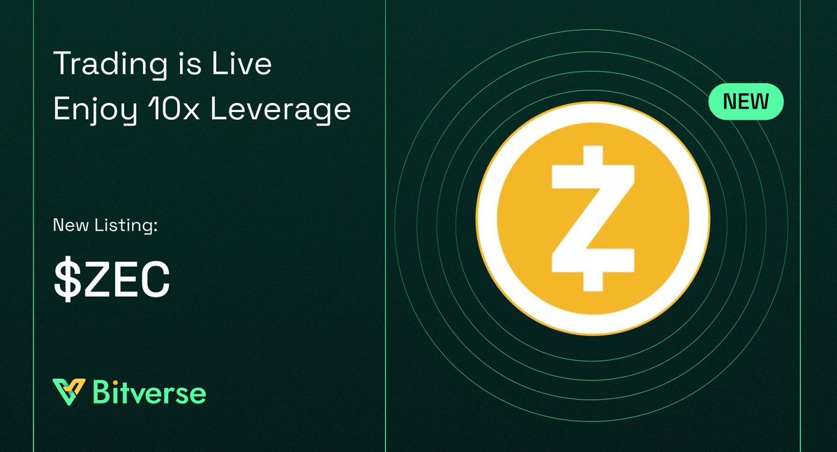 BitverseApp's tweet photo. 📢 New Listing on Bitverse PerpDEX 📢

$ZEC is now live on
@BitverseApp 🛡️🚀

Zcash ($ZEC) is a leading privacy-focused cryptocurrency using zero-knowledge proofs to enable fully confidential transactions.

Built by Zcash, it allows users to choose between transparent and shielded transactions — giving full control over privacy on-chain.

🔹 Trade with $USDT / $USDC
🔹 Perpetual contracts supported
🔹 Fully on-chain: 0 gas, 0 slippage

@Zcash

Privacy at its core —
$ZEC is now tradable on Bitverse ⚡

👉 Start trading $ZEC
https://t.co/k3e5CQB232

#Bitverse #ZEC #Zcash #Privacy #ZK #PerpDEX #OnChainTrading #Web3