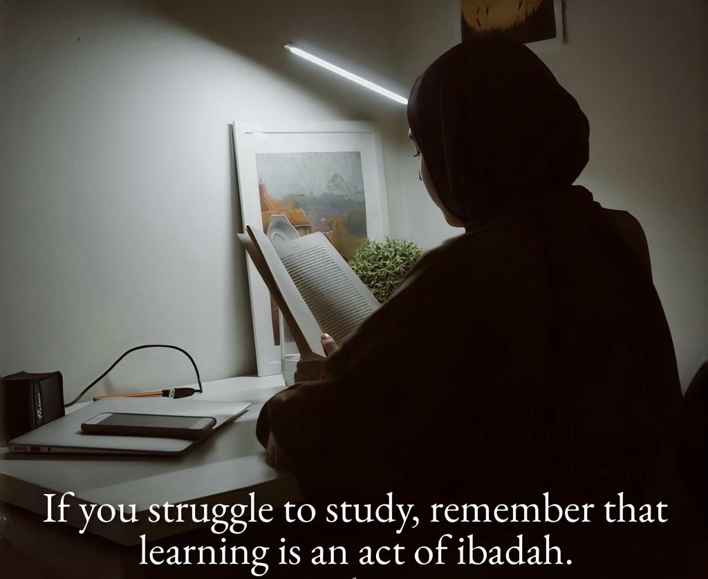 Islam is beautiful because even studying comes with reward. It’s normal to feel unmotivated sometimes, but every time you open your books and seek knowledge, you’re also worshipping Allah.
