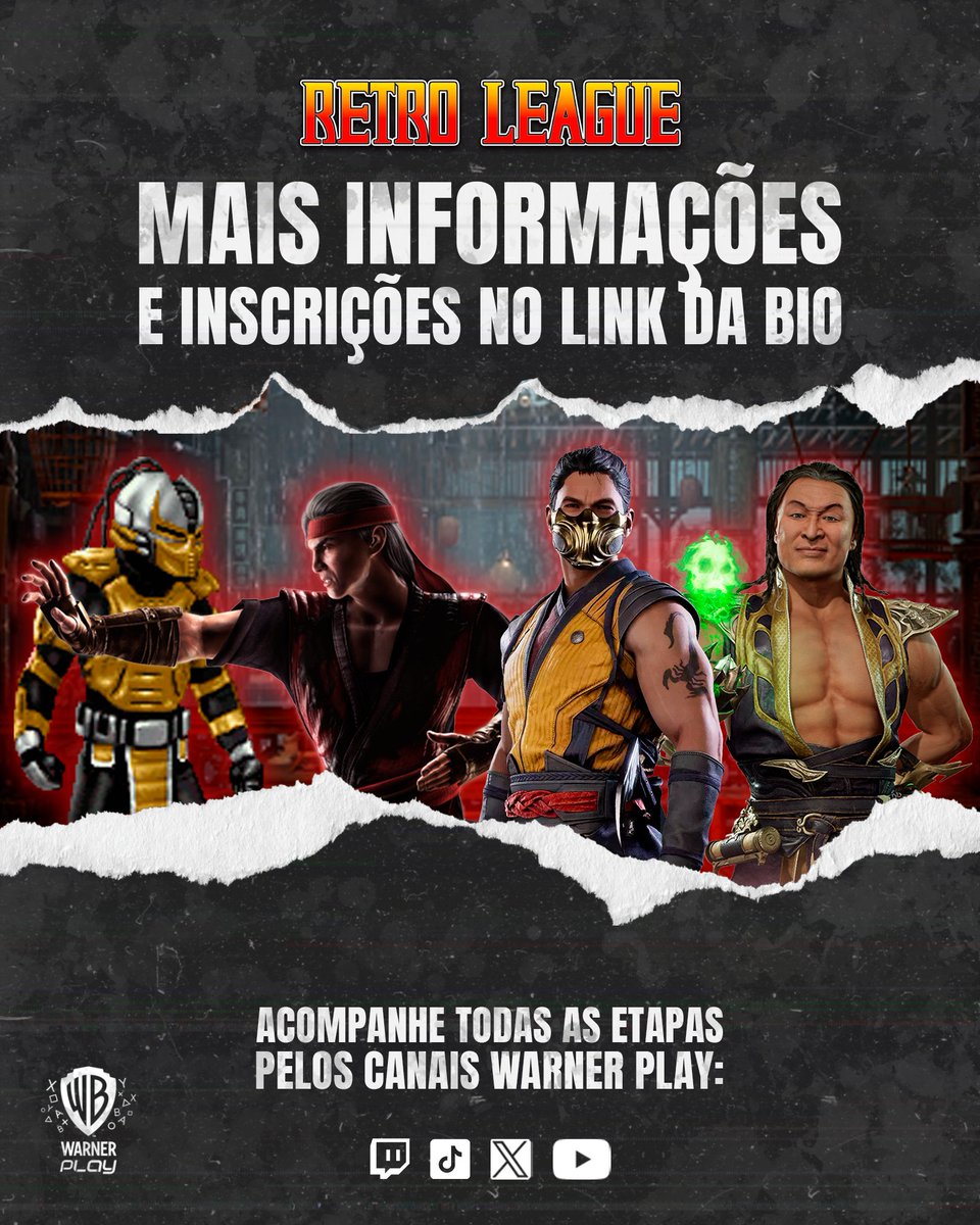 WarnerPlayBR's tweet image. Os klássicos vivem e você pode ser o kampeão deles! Amanhã começa a #RetroLeague, disputa em que você pode kompetir em partidas de #UltimateMortalKombat3, #MortalKombatX, #MortalKombat11 e #MK1!

As klassificatórias acontecem online, com transmissão ao vivo pelos canais Warner