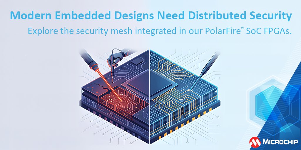 MicrochipTech's tweet image. Attackers exploit weak links. A security mesh removes them by distributing protection across silicon, firmware and interfaces. See how PolarFire® SoC FPGAs build it in from the start. Read the blog: mchp.us/3Qcw1HN. #EmbeddedSecurity #FPGA #SystemDesign