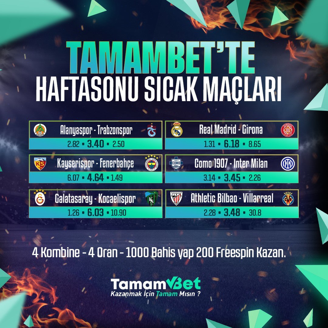 🔥 Sıcak maçlar TAMAMBET’te!

⚽️ Dev karşılaşmalar, yüksek oranlar

💸 Kombineni kur, kazancını büyüt
🚀 Şimdi oyna, şansı yakala

Tamambet Giriş: cutt.ly/TamamX