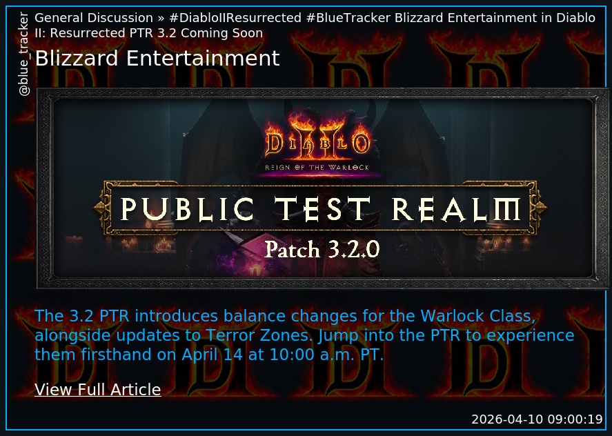 blue_tracker's tweet photo. #DiabloIIResurrected #BlueTracker
Blizzard Entertainment in Diablo II: Resurrected PTR 3.2 Coming Soon
https://t.co/LyPMhUxYkI https://t.co/XTfaqxUxsF